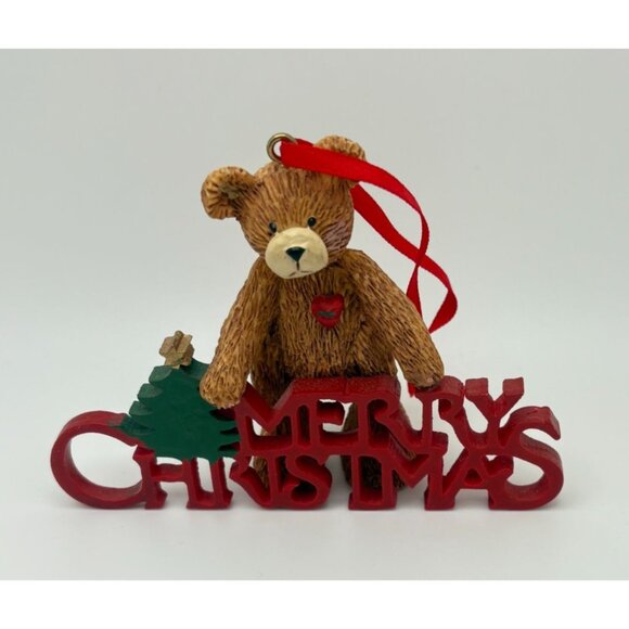 Kurt S Adler Holly Bearies Merry Christmas Bear Ornament with Tree Accent - Picture 8 of 8